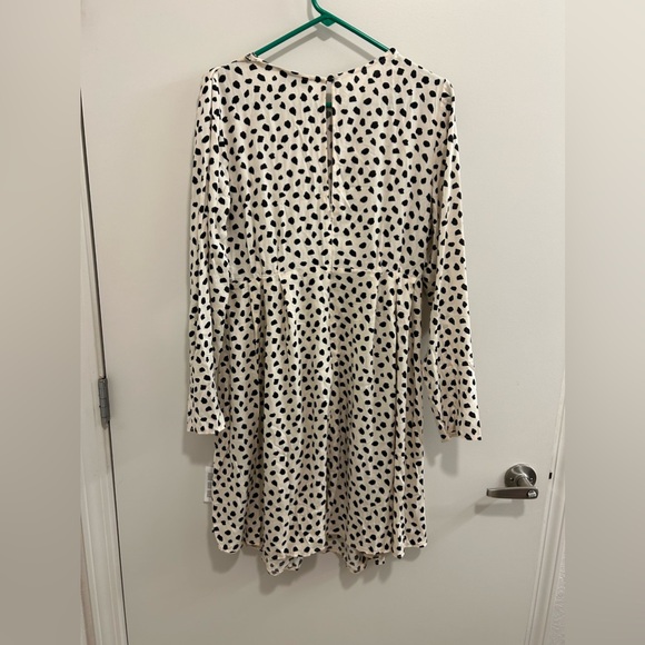 NWT ASOS Cream and Black Polka Dot Long Sleeve Dress Tie in Front - Picture 8 of 11